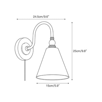 Forna Brass Plug-in Wall Sconce – detail 3 — Dimension drawings 1