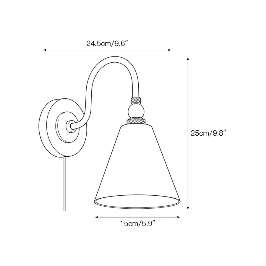 Forna Brass Plug-in Wall Sconce – detail 3 — Dimension drawings 1