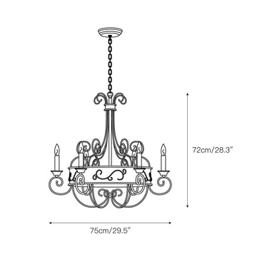 Franklin Rust Candlestick Chandelier – detail 3 — Dimension drawings 1