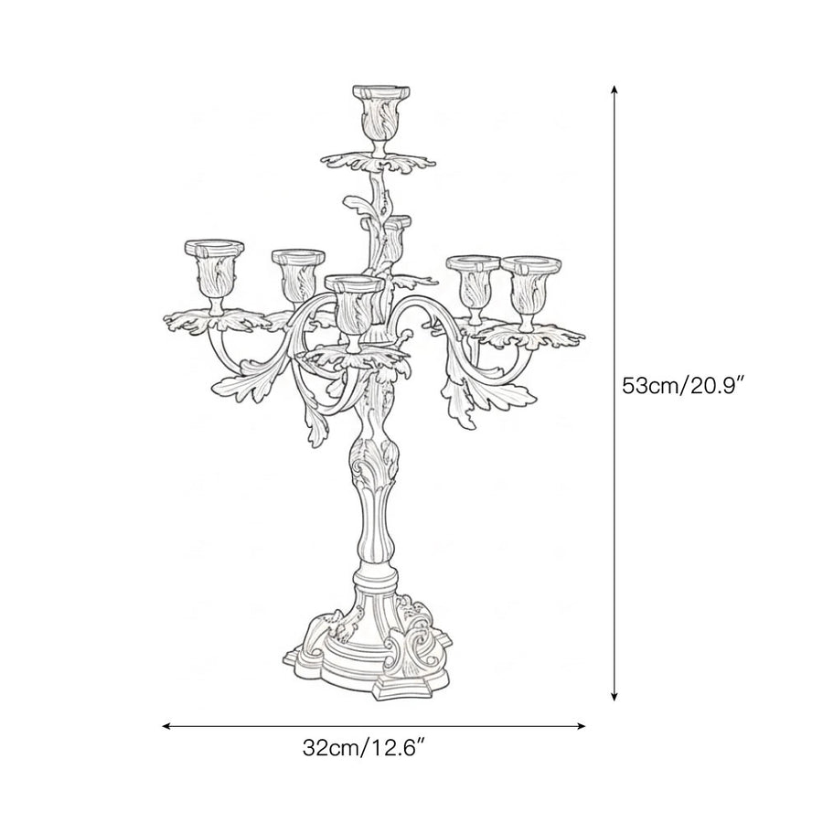 French Brass Seven-Light Candelabra – detail 3 — Dimension drawings 1