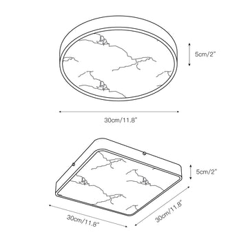 Geometric Alabaster Recessed Ceiling Light – detail 4 — Dimension drawings 1
