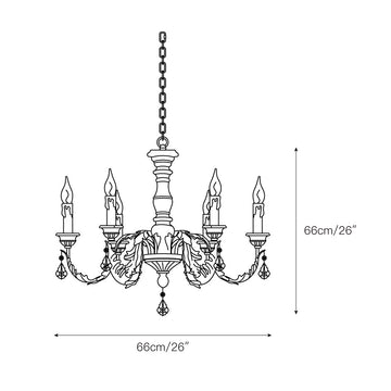 Giltwood Wood Chandelier – detail 3 — Dimension drawings 1