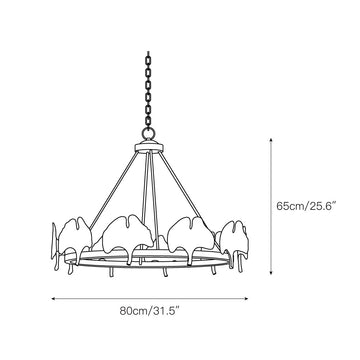 Gold Foil Ginkgo Leaf Chandelier – detail 3 — Dimension drawings 1