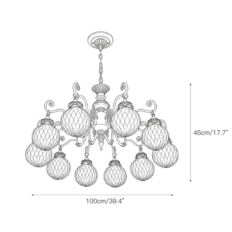 Greenwich Classical Brass Chandelier – detail 6 — Dimension drawings 4