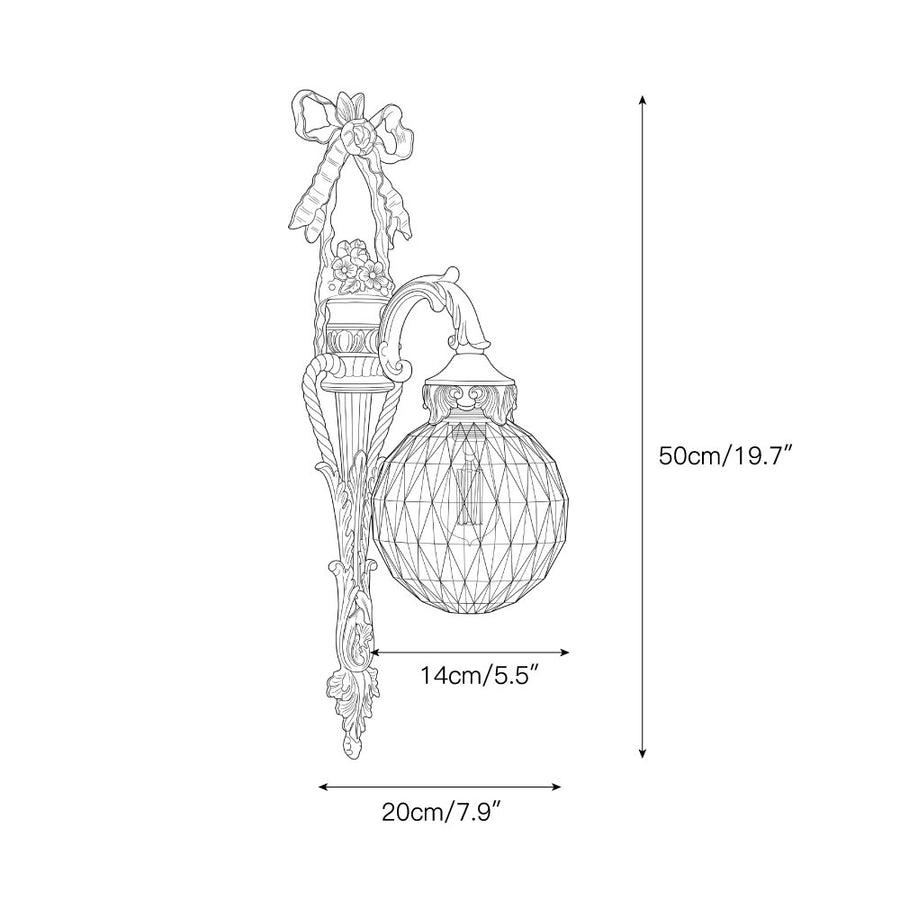 Greenwich Classical Brass Wall Sconce – detail 3 — Dimension drawings 1