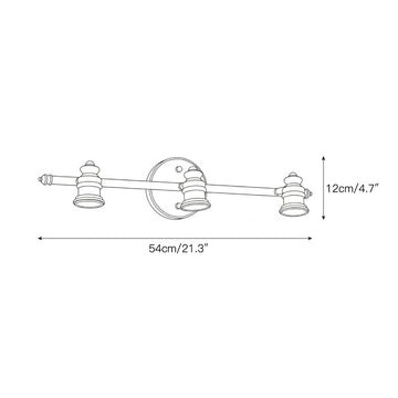 Halophane Brass Wall Lamp – detail 5 — Dimension drawings 3