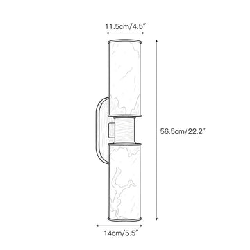 Harlin Vertical Alabaster Sconce – detail 5 — Dimension drawings 2