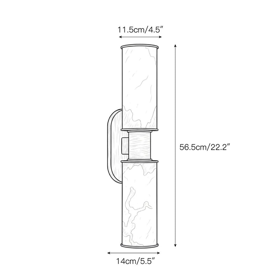 Harlin Vertical Alabaster Sconce – detail 5 — Dimension drawings 2
