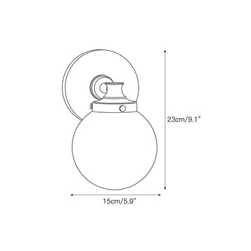 Hayes Glass Ball Wall Sconce – detail 3 — Dimension drawings 1