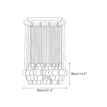 Hexagon Alabaster Tiered Rain Chandelier – detail 3 — Dimension drawings 1