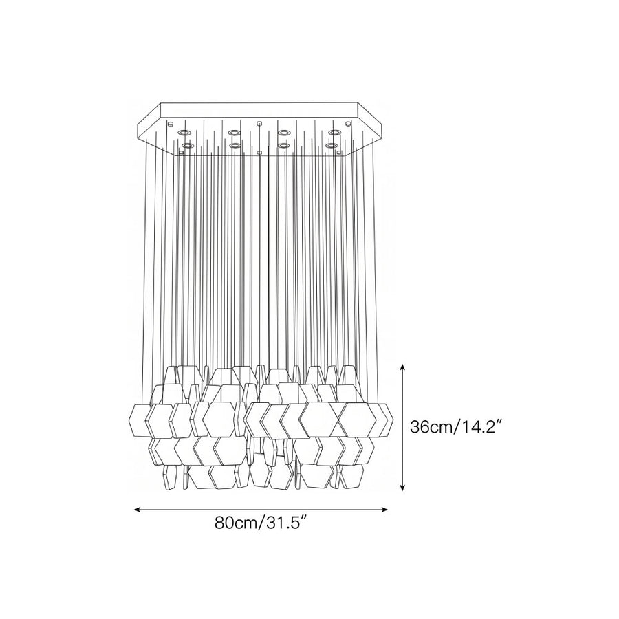 Hexagon Alabaster Tiered Rain Chandelier – detail 3 — Dimension drawings 1