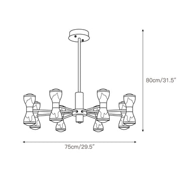 Honeycomb LED Chandelier – detail 5 — Dimension drawings 2