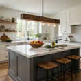 Load image into Gallery viewer, Wood-beam Island Chandelier