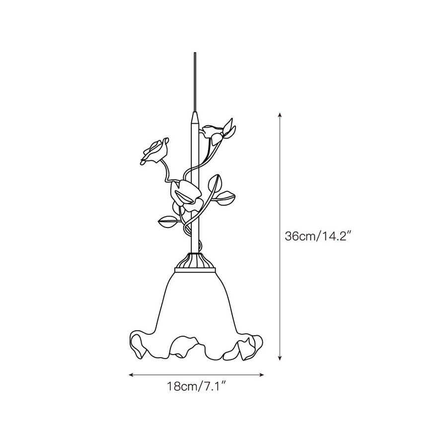 Lalique Rose Glass Pendant Lamp – detail 4 — Dimension drawings 2
