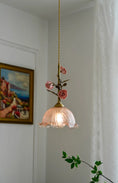 Load image into Gallery viewer, Lalique Rose Glass Pendant Lamp
