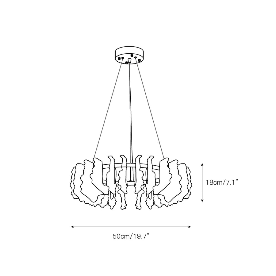 Leaf Glass Chandelier – detail 3 — Dimension drawings 1