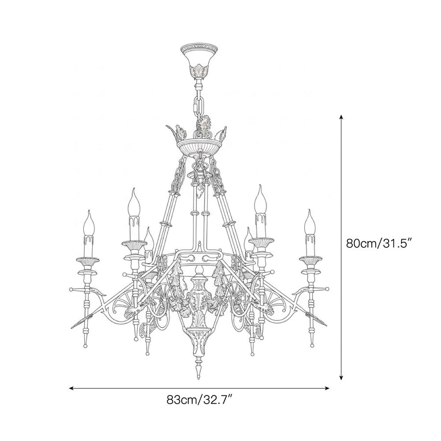 Leontine Brass Chandelier – detail 3 — Dimension drawings 1