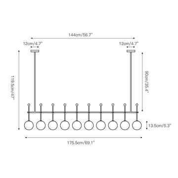 Lever Straight Pendant Lamp – detail 3 — Dimension drawings 1