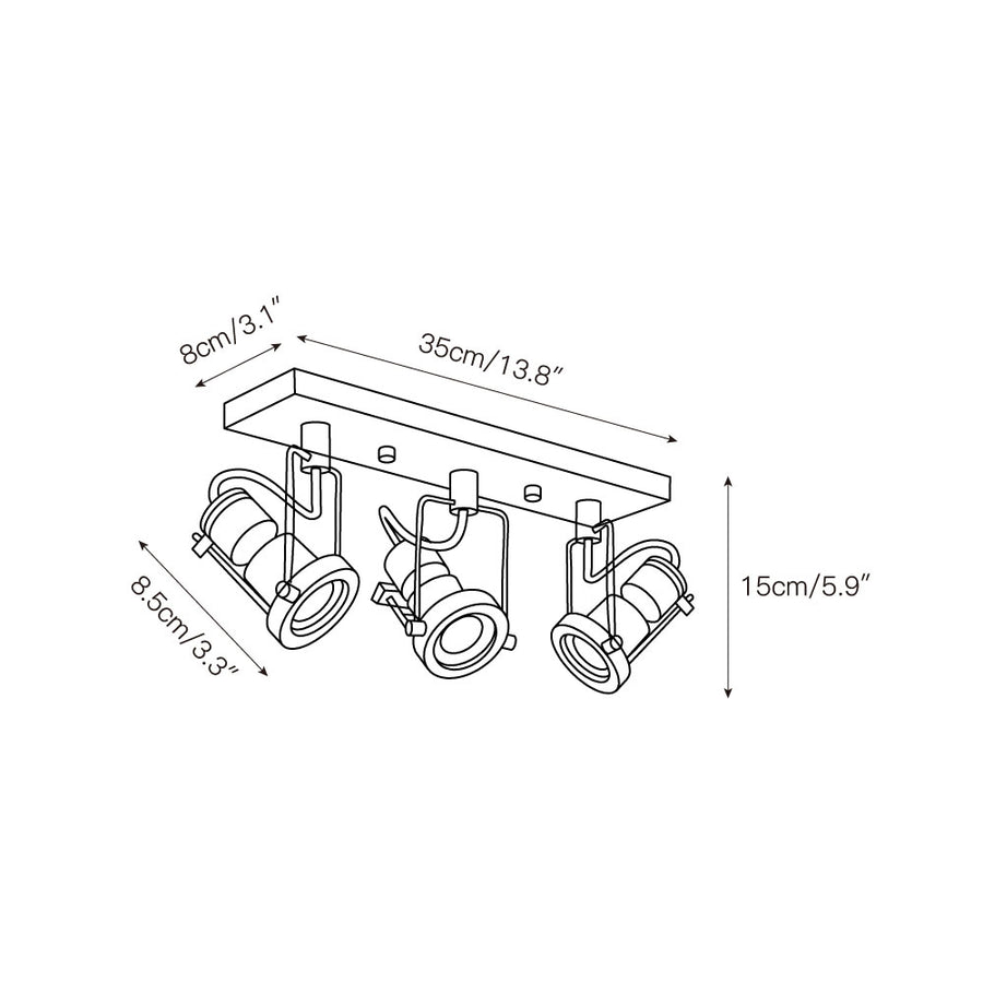 Lucide Industrial Multiple Ceiling Lamp – detail 4 — Dimension drawings 2