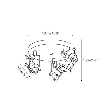 Lucide Industrial Multiple Ceiling Lamp – detail 5 — Dimension drawings 3