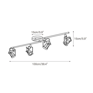 Lucide Industrial Track Ceiling Lamp – detail 3 — Dimension drawings 1