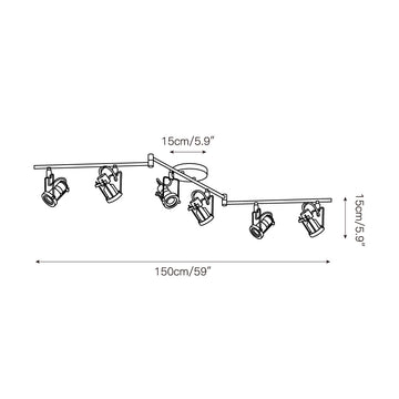 Lucide Industrial Track Ceiling Lamp – detail 4 — Dimension drawings 2