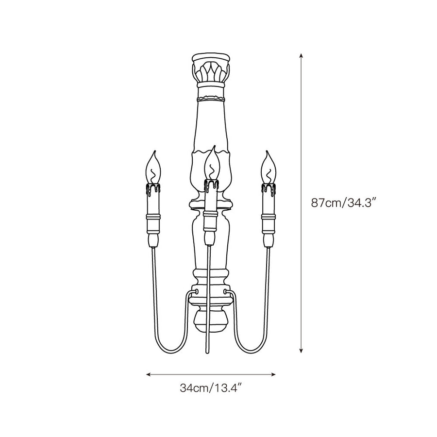 Medway Wood Candle Wall Lamp – detail 3 — Dimension drawings 1