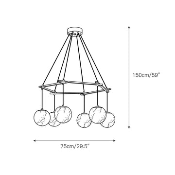 Miira Alabaster Chandelier – detail 4 — Dimension drawings 2