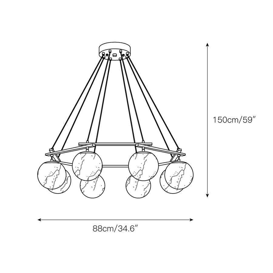 Miira Alabaster Chandelier – detail 5 — Dimension drawings 3