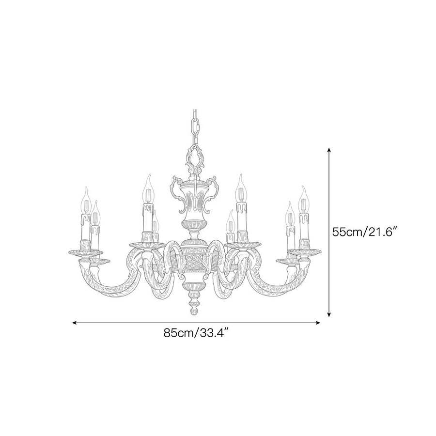 Montcalm Brass Candle Chandelier – detail 4 — Dimension drawings 2
