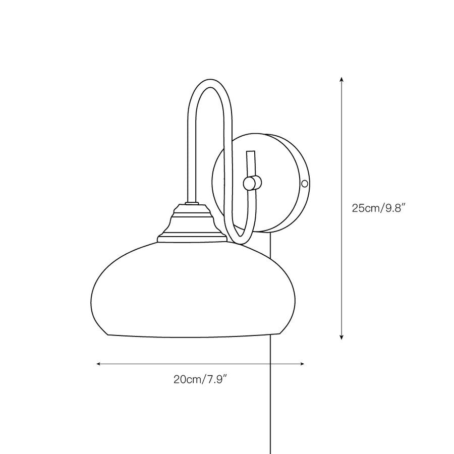 Nova Glass Plug-in Wall Lamp – detail 4 — Dimension drawings 1