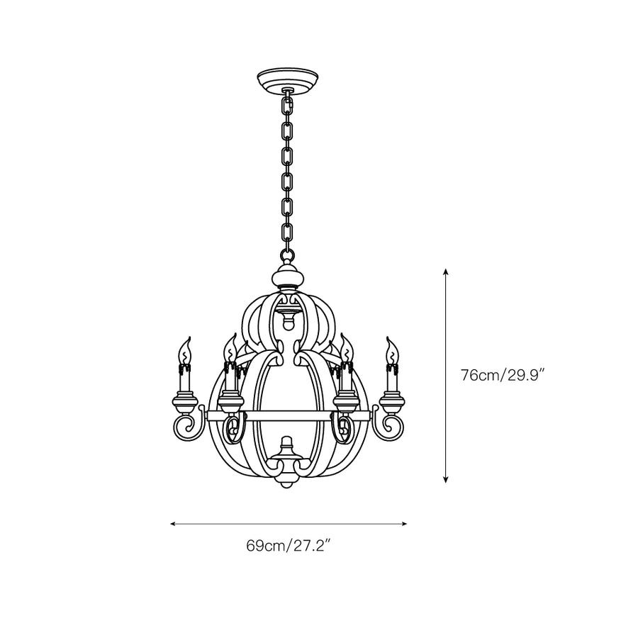 Odum Traditional Chandelier – detail 3 — Dimension drawings 1