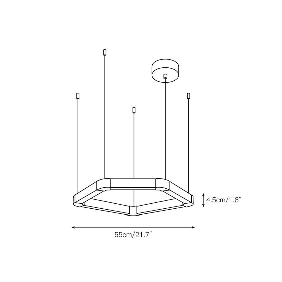 Ola Single Ring Alabaster Chandelier – detail 3 — Dimension drawings 1