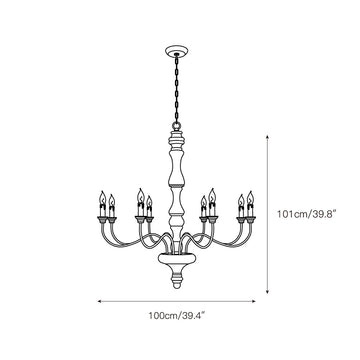 Ophelia 8-Light Candle Chandelier – detail 3 — Dimension drawings 1