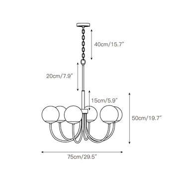 Orillia Glass Chandelier – detail 3 — Dimension drawings 1