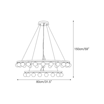 Orlienne Double Ring Alabaster Chandelier – detail 3 — Dimension drawings 1