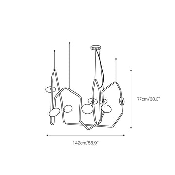 Contour Brass Linear Chandelier – detail 3 — Dimension drawings 1