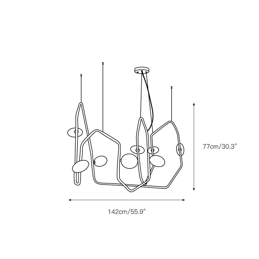 Contour Brass Linear Chandelier – detail 3 — Dimension drawings 1