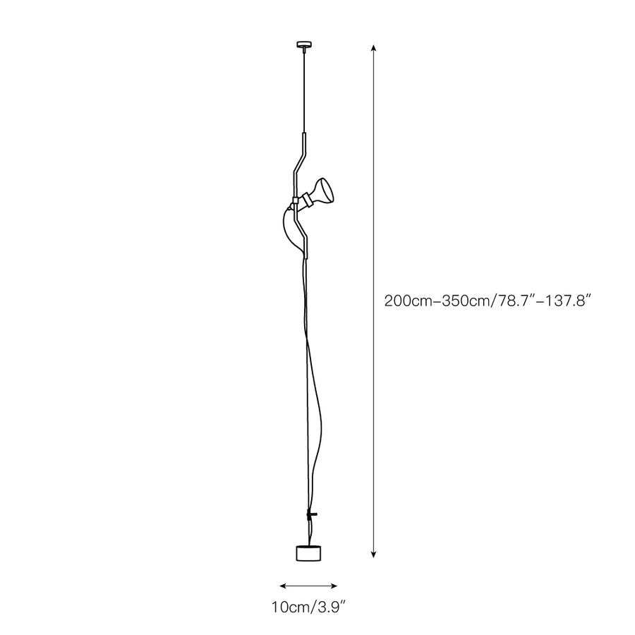 Floor-to-Ceiling Tension Cable Lamp – Adjustable Spotlight – detail 5 — Dimension drawings 1