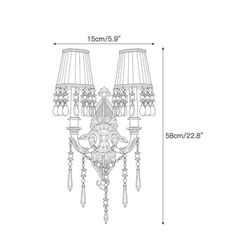 Perky Peacock Wall Sconce – detail 4 — Dimension drawings 2