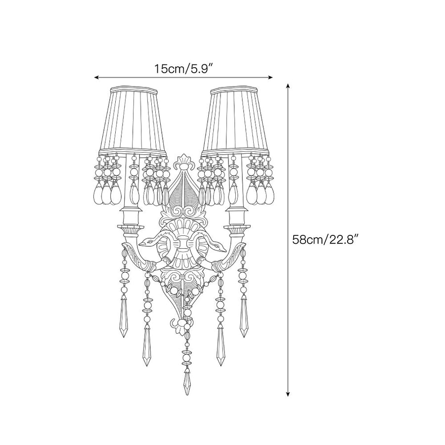 Perky Peacock Wall Sconce – detail 4 — Dimension drawings 2