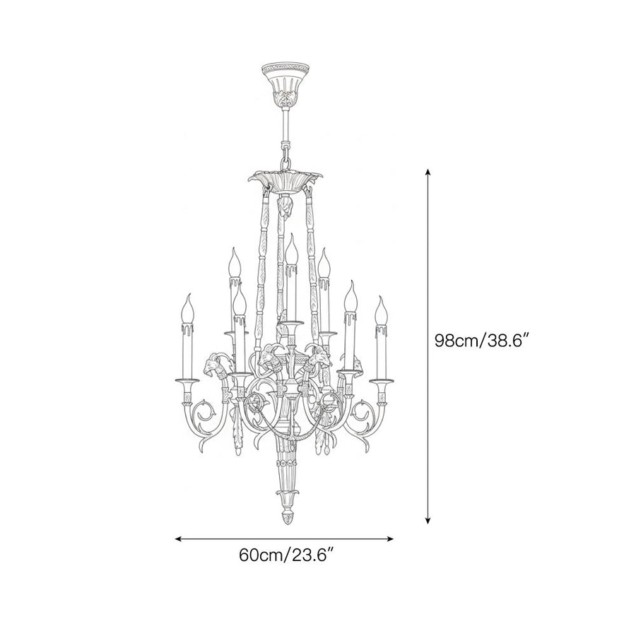Louis XVI Brass Chandelier – detail 3 — Dimension drawings 1