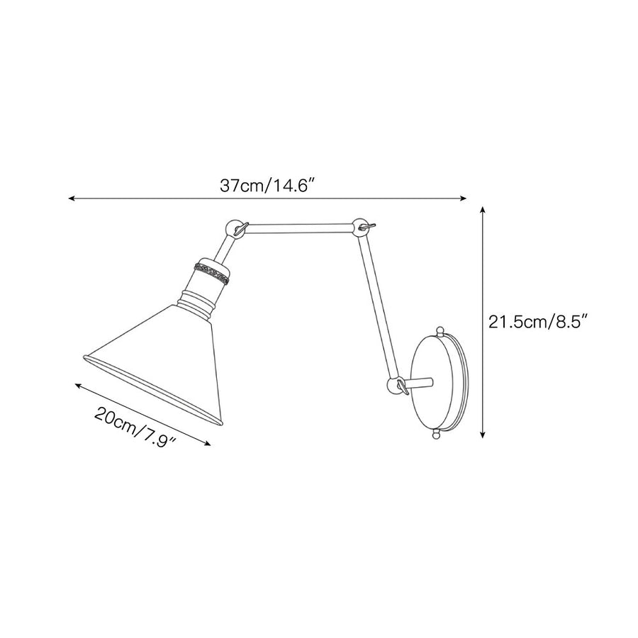Portland Swing-Arm Wall Sconce — Dimension drawings 1