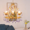 Load image into Gallery viewer, Purple Glass Birdcage Chandelier