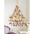 Load image into Gallery viewer, Purple Glass Birdcage Chandelier