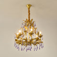 Load image into Gallery viewer, Purple Glass Birdcage Chandelier