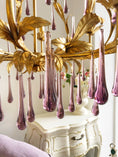 Load image into Gallery viewer, Purple Glass Birdcage Chandelier