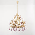 Load image into Gallery viewer, Purple Glass Birdcage Chandelier