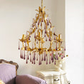 Load image into Gallery viewer, Purple Glass Birdcage Chandelier