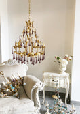 Load image into Gallery viewer, Purple Glass Birdcage Chandelier